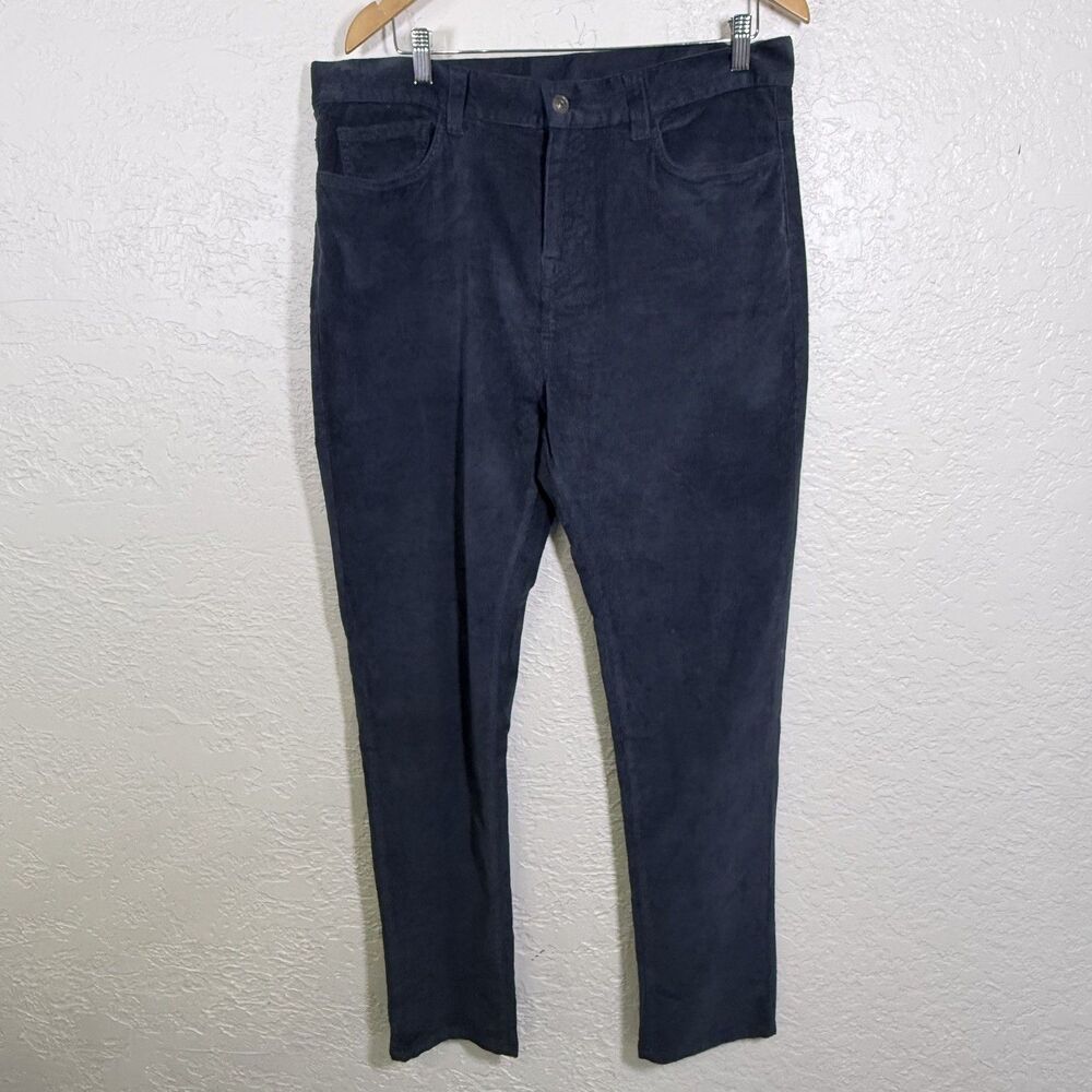 Prana NWT Mens Campfire Corduroy Pants Stormy Night Blue Tapered Slim Fit 36x32